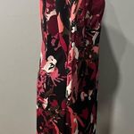 ECI NWT New York Black Purple Floral Print Scuba 3/4 Sleeve Midi Dress Size 8 Photo 2