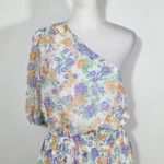 WAYF  One Shoulder Floral Chiffon Mini Dress NWT Size Medium Wedding Guest Dress Photo 3