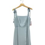 Dessy Collection Square Neck Luxe Chiffon Bow Shoulder Dress in Mist size 8R NWT Blue Photo 6