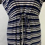Olive & Oak Navy Blue and Cream Striped High Waisted Jersey Dress Size M… Photo 2