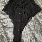 Free People NEW HAH by  Womens XS Black Skate HAHround Romper lace button accent Photo 7