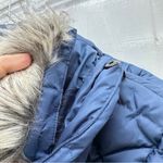 Eddie Bauer Goose Down filled hooded navy winter coat women's small. Puffer Photo 8