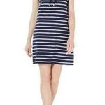Charter Club Women's Lace Neck Striped Above the Knee Sheath Dress Blue large Photo 0