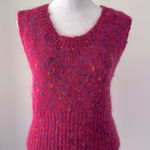 Vintage ‘90s Stefano Basics Hot Pink Mohair Blend Scoop Neck Fuzzy Sweater Vest Size L Photo 0