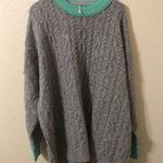 Free People  Olympia Oversized Colorblock Sweater in Gray & Green - Size Large Photo 0