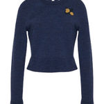 CARA CARA PAULI ALPACA WOOL CROPPED BLUE ROUND CREW NECK SWEATER S Photo 0