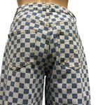 Tiger Mist Wide Leg High Waist Blue White Checkered 4 Pocket Denim Jeans Small Photo 6