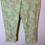 Lilly Pulitzer Vintage Cropped Pants Green Pink Pineapple Floral Size 10 Photo 2