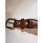 Vintage Needlepoint Leather Belt – Floral Bird Cottagecore Womens M Tan Photo 7