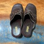 Bongo Vintage Allie Dark Brown Leather Clogs Floral Accents platform size 6 90s Photo 9
