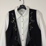 Alberto Makali NWT Vintage Studded Chain Vested Blouse Button Up Size Large Photo 1
