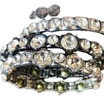 Cache 3 Lot Bundle silver tone stretch bracelets multi size faceted crystals NWT Photo 0