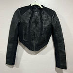 BCBGMAXAZRIA Hansen Faux Leather Silk Quilted Moto Jacket Photo 0