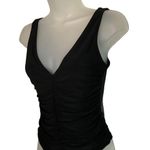 Leith Black Ruched V-Neck Bodysuit Size S deep V back thong night out dressy Photo 7