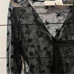 Vintage Black Lace Sheer Long Sleeve Top Size M Photo 2
