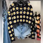 ZARA Granny Square Boho Crochet Crop Top Black Size M Photo 10
