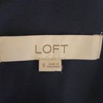 Loft  Navy Blue Flutter Sleeve Crewneck Back Cut-Out Tie Neck Shift Dress Size 8 Photo 2