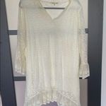 Cream Asymmetrical Ruffled mini dress 3/4 sleeve Size XL Photo 0