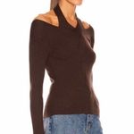 Jonathan Simkhai Leah Ribbed Cable Knit Wool Blend Sweater Chocolate Size XS Photo 4