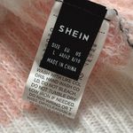 SheIn size large women's striped cardigan v-neck sweater pink grey soft light Photo 3