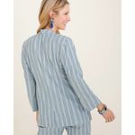 Chico's Chico’s Blue Striped Cotton Lightweight Blazer Jacket Size Large Photo 1