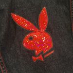 Playboy Vintage Bunny Denim Jacket Pink Glittery Bunny Logo Women's M Photo 4