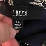 Lucca Long Sleeve Navy Blue And White Leaf Print Short Dress Size XS Photo 3