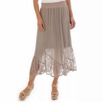 Apt. 9  Grey Sheer Gauze Lace Trim Pull On Skirt Size Large Photo 1