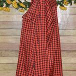 Jones New York Red Black Retro Houndstooth Button Up Blouse Top Size 12 Career Photo 4