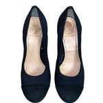 Tory Burch Astoria Black Suede Leather Cap Toe Slip-On Wedge Heel Pumps Photo 4