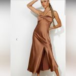 Hello Molly NWT Strapless Satin Dress in Rich Brown Photo 2