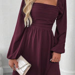 Abercrombie & Fitch Abercrombie Dress Long Sleeve Chiffon Mini Dress in Burgundy Maroon Size Small Photo 0