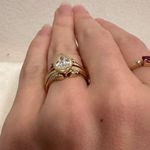 Diamond wedding ring wrap guard! 14K gold vintage style double band! Photo 7