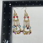 Boho Glam Gold Tone Chandelier w/ Jewel Toned Glass Gems Photo 2