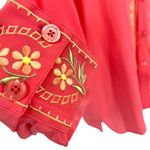 Diane Von Furstenberg  Vintage Floral Embroidered Silk Button-Up Blouse Large Photo 7