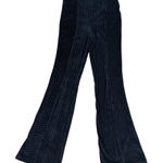 Free People Free People Velour Black Ribbed Flare Legging Pants Edgy Boho Glam Lounge Luxe Photo 0