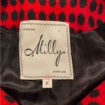 Milly Beautiful Red & Black Circle Check 100% Wool Cape Lined Rare Photo 5