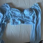 Hello Molly Cropped Light Blue Long Sleeve Top Photo 0