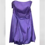 Alfred Angelo Purple Satin Strapless Bubble Hem Homecoming Prom Dress 12 NWT Photo 1