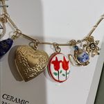 Atterri | Heart Locket Necklace w/ Vintage Ceramic Charms & Angelic Accents Gold Photo 6