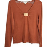 Neiman Marcus NeimanāāMarcusāSilkĀ BlendāV-NeckāTerracottaāSweater Photo 0