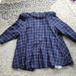 Vintage Rafael Plaid Blazer Skirt Suit Set Navy 16 Blue Photo 4