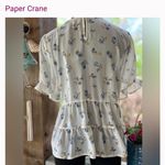 Paper Crane NWOT Baby Doll Ivory Floral Print Short Sleeve Blouse | Women’s Sz M Photo 11