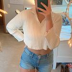 Villager White Sweater Crop Sweater  Photo 0