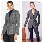 Ann Taylor  Menswear Gray Plaid Belted Blazer Photo 1