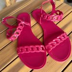 Olivia Miller Hot Pink Sumer Chain Pattern Sandals Slides Jelly Shoes Size 6.5 Photo 0