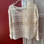 Charming Charlie Embroidered Crochet Long Sleeve Sweater Blouse Photo 4