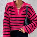 Lavishly Paris New! Women’s Striped Pattern Colorblock Drop Shoulder Sweater Photo 4