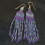 Vintage Style Throwback Lavender & Grey Beaded Boho Drop Earrings Photo 1