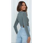 Hello Molly HELLO MOLLY PATIENCE NEEDED CROP KHAKI LONG SLEEVES GREEN SIZE S Photo 1